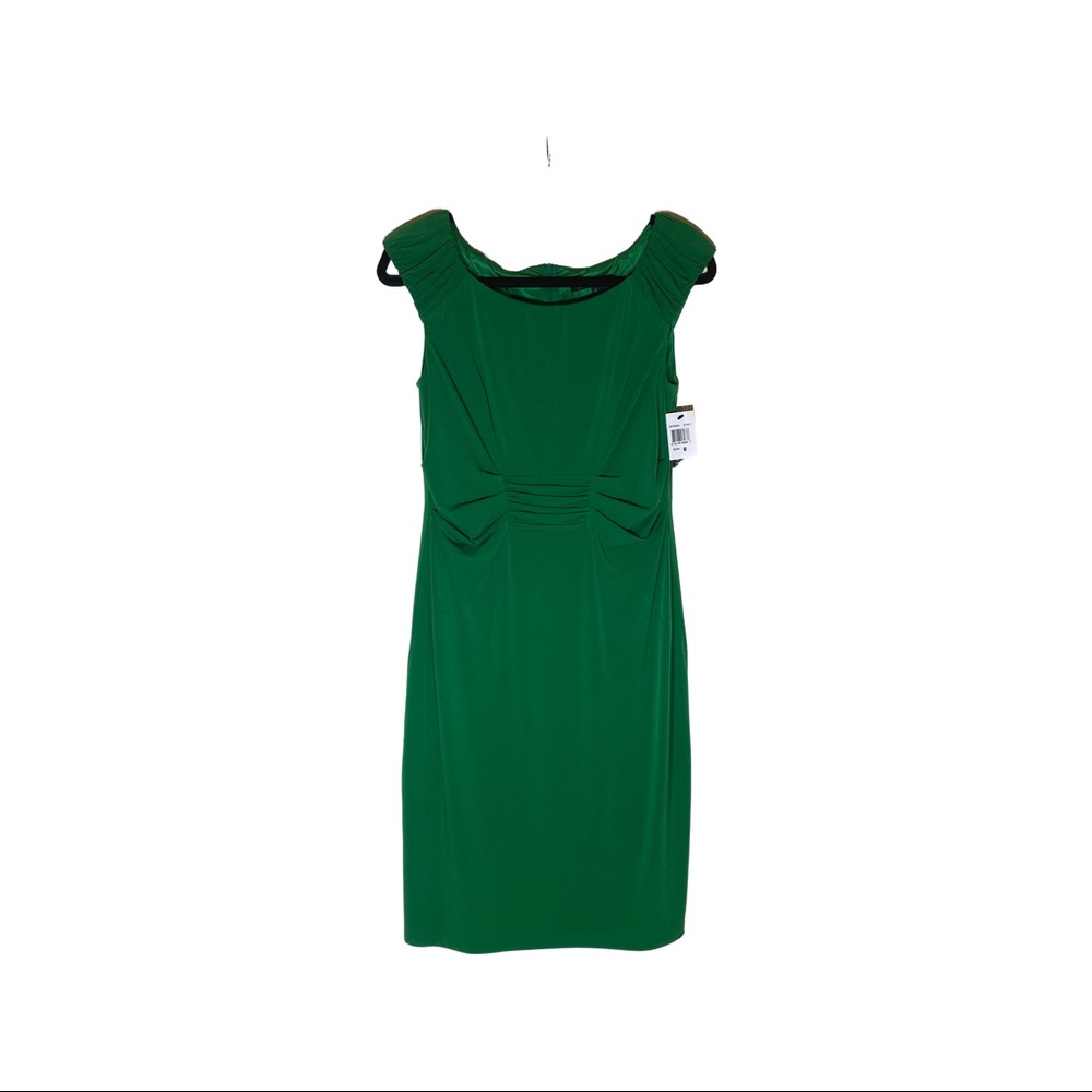 DAVID MEISTER emerald green sheath mini dress